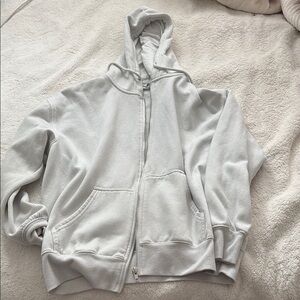 White Zip-Up Hoodie